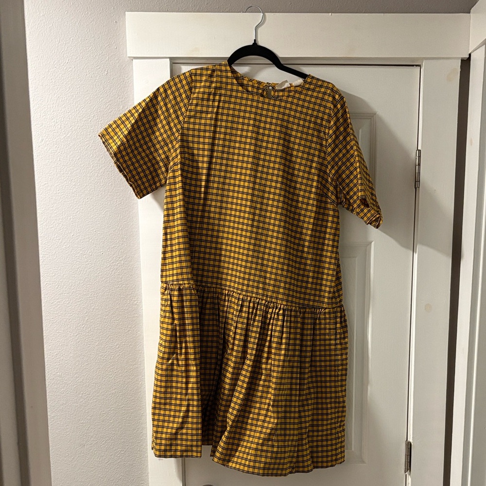 Levi Yellow Raya Taffeta Checkered Dress